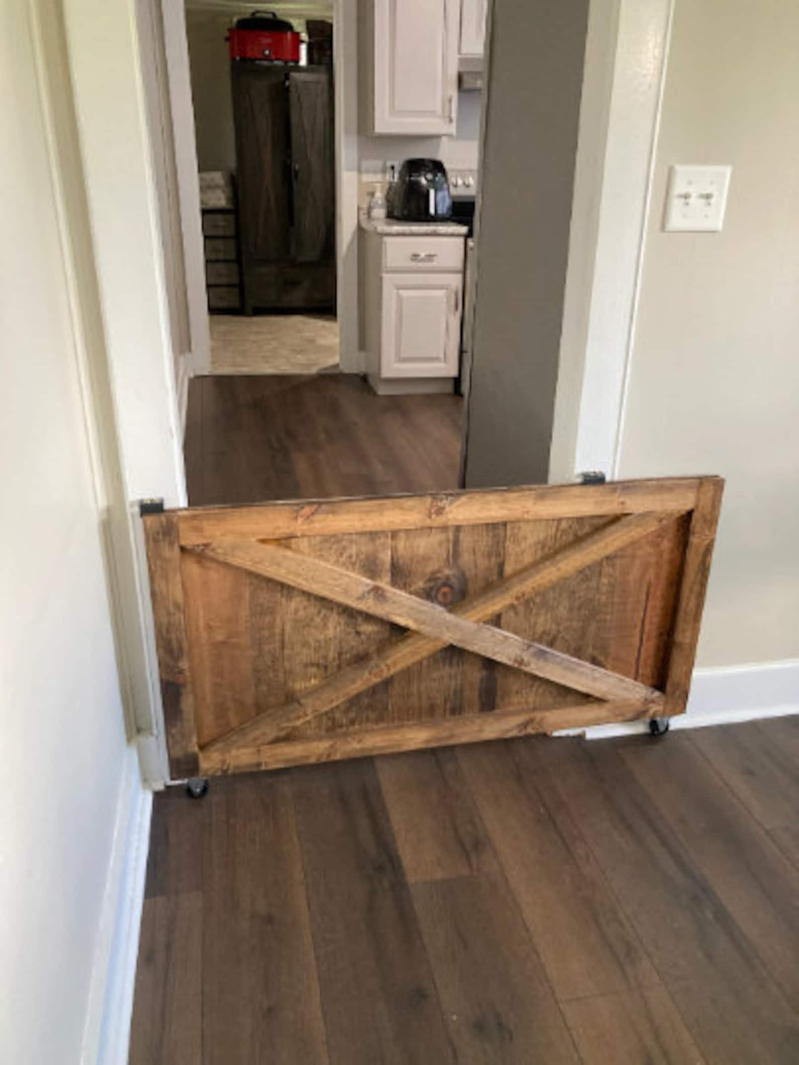 Rolling Baby Gate, Farmhouse Dog Gate Barn Door Baby Gate, Barn Door