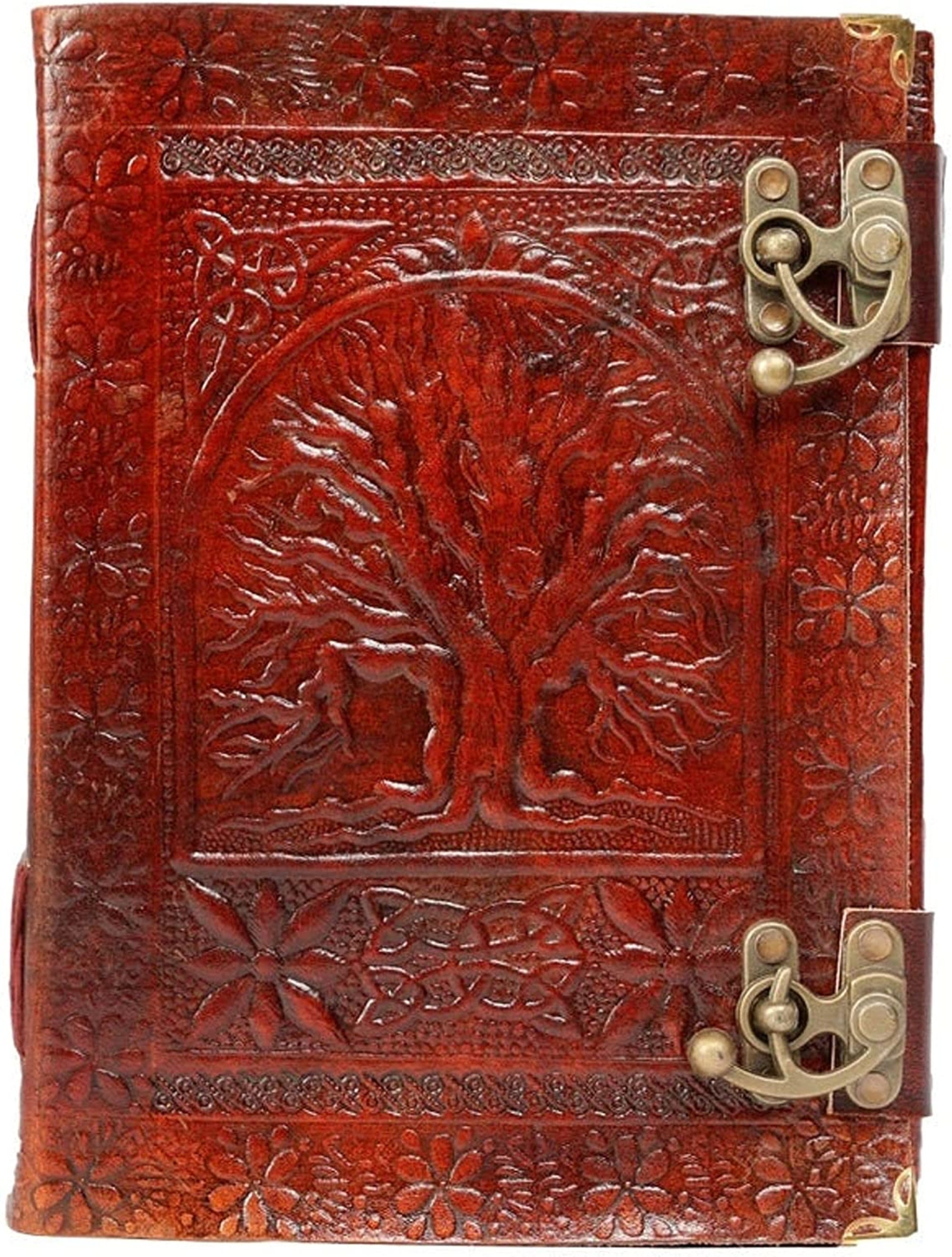Extra Large Tree of Life Leather Journal: Embossed Grimoire, 600 Pages ...