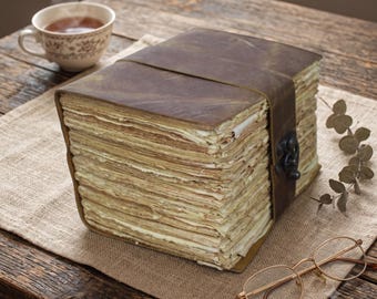 Extra Large Handmade Leather Journal | Vintage Deckle Edge Notebook (Personalized)