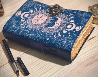 Sun & Moon Leather Journal: Handmade Spell Book of Shadows Grimoire