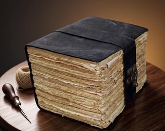 Extra Large Leather Grimoire Journal, 600 Page Deckle Edge Paper, Antique Travel Diary, Custom Spellbook, Gift for Writers