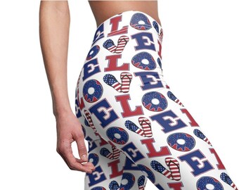 Pantaloni yoga patriottici, leggings di design rosso bianco e blu USA, pantaloni elasticizzati LOVE, attrezzatura per l'allenamento, pantaloni da corsa, Spandex