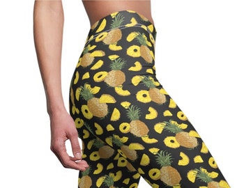 Divertenti pantaloni yoga all'ananas, leggings per gli amanti dell'ananas, design divertente, attrezzatura per l'allenamento, pantaloni elasticizzati per feste divertenti, scambisti