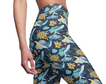 Pantaloni da yoga con balena subacquea, leggings per gli amanti dell'oceano, design della vita marina marina, attrezzatura per l'allenamento, pantaloni elasticizzati per feste divertenti