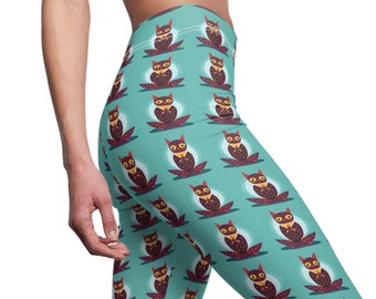 Divertenti pantaloni da yoga per gatti, leggings Namaste, attrezzatura per l'allenamento, divertenti pantaloni elasticizzati per feste, design verde acqua