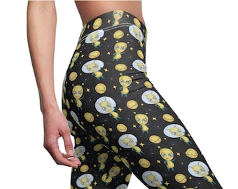 Fantastici pantaloni da yoga alieni, leggings di design UFO, attrezzatura da allenamento, design verde su pantaloni elasticizzati neri, idee regalo divertenti, Tic Tac, leggings UAP