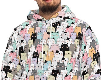 Felpa gatto colorato, idee regalo divertenti, amante dei gatti, Cat Lady, felpa con cappuccio gattino, felpa con cappuccio moda, pullover gattino, divertimento felino