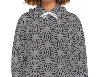Felpa Trippy nera e grigia, Idee regalo divertenti, Felpa con cappuccio Trippy, Felpa con cappuccio nera e grigia, Felpa con cappuccio moda, Pullover monocromatico
