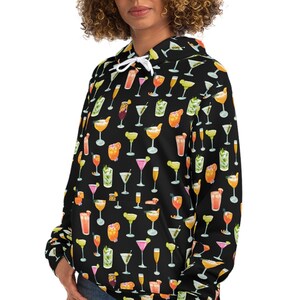 Sudadera de cóctel negra, Jersey divertido, Diversión con alcohol, Idea de regalo de Navidad, Margarita, Sudadera con capucha de moda Martini