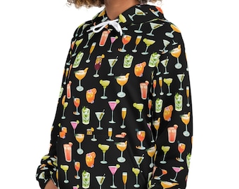 Felpa da cocktail nera, pullover divertente, divertimento alcolico, idea regalo di Natale, margarita, felpa con cappuccio alla moda Martini