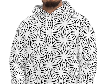 Felpa Trippy in bianco e nero, idee regalo divertenti, felpa con cappuccio Trippy, felpa con cappuccio in bianco e nero, felpa con cappuccio alla moda, pullover monocromatico