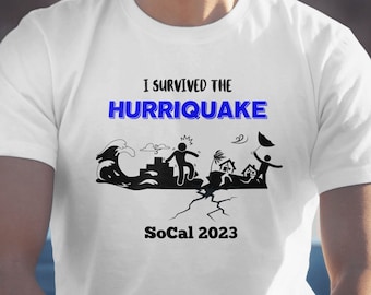 I Survived the Hurriquake Social 2023 T-Shirt, Funny Weather Shirt, Southern California Earthquake, Hurricane, Tri-Blend Tee
