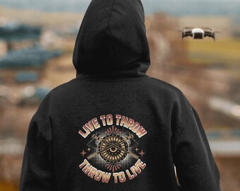 Axe Thrower Hoodie, Axe Throwing Sweatshirt, Hurling Hatchets, Athletic Zip Up, 81, 64, 32, Live to Throw Throw to Live Full Zip Hoodie