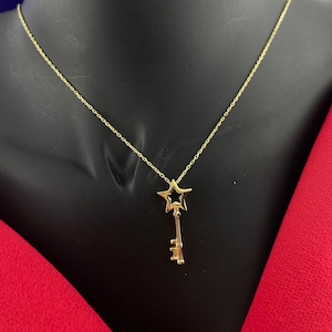 14k Solid Gold Star Key ,Christmas Gift, Valentines Day Gift, Girlfriend Gift, Birthday Gift, Anniversary Gift 14k Solid