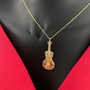 14k Solid Gold Guitar Necklace