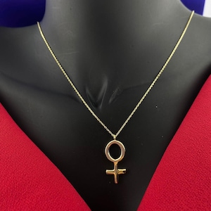 Gold Ankh Symbol Necklace , Christmas Gift, Valentines Day Gift, Girlfriend Gift, Birthday Gift, Anniversary Gift ,14k Solid gold