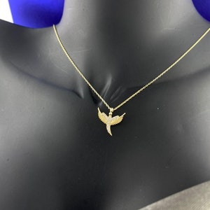 14K Gold Phoenix Necklace, Solid Gold Rising Phoenix, 14K Tiny Phoenix Bird Charm, Gold Necklace 14K