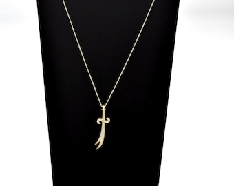 14K Gold Zulfiqar Schwert, Goodluck Halskette, Gold Schwert Halskette, Geschenk für einen besonderen Menschen