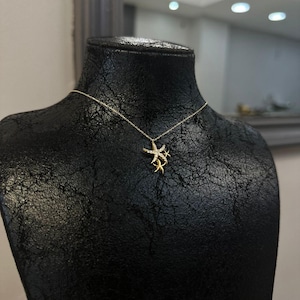 14k Solid Gold Starfish Necklace , Starfish Necklace , Handmade Necklace , Gift for Her , Gift for Mom , Unique Gift , Anniversary Gift
