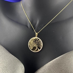 Tree of life Necklace, Family Necklace, Solid Gold Necklace, Coin Necklace, Family Tree Necklace, Tree of Life Pendants,14K