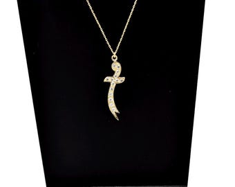 14K Gold Zulfiqar Schwert Halskette, 14K Goldene Schwert Halskette, Goodluck Halskette, Geschenk für Geliebte