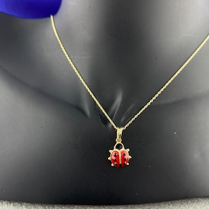 Collar de mariquita de oro macizo de 14 quilates,
