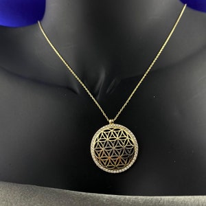 Flower of Life, Six Petals Gold Pendant, 14k Gold Mandala Necklace, Symbol of Perun, Seed of Life, Flower of Life Symbol, Geometry Necklace