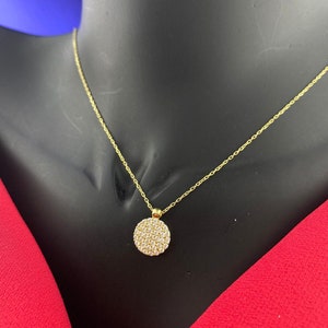 14K Gold Disc Sparkle Necklace ,Bridesmaid Gift, 14k Gold Unique Christmas gift