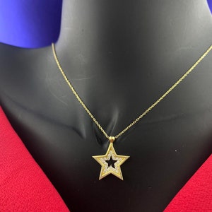 14k Solid Gold Star Necklace, Star Pendant Necklace, Celestial Necklace, Tiny Star Necklace, Christmas Gift