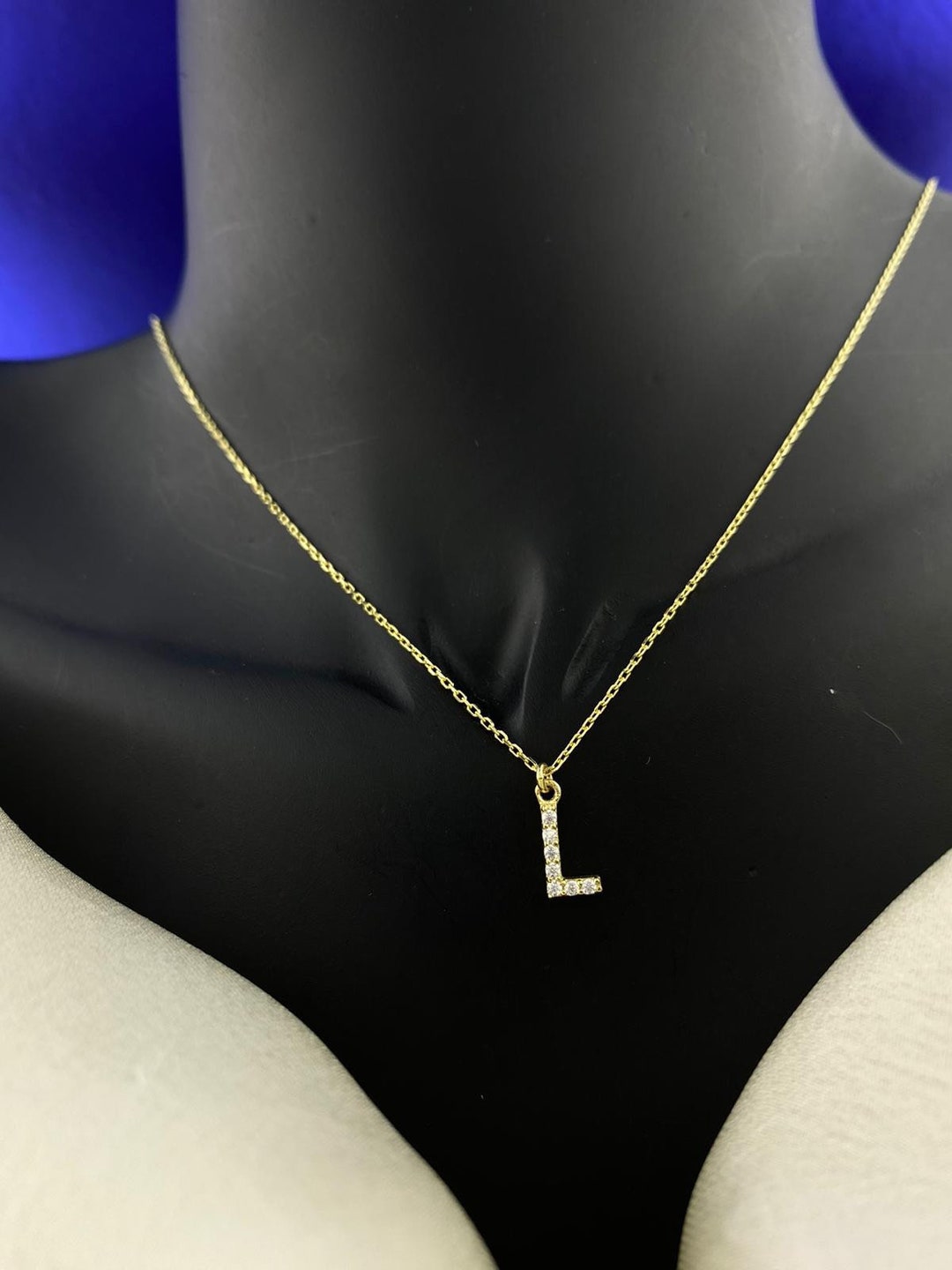 14K Solid Gold Initial Necklace 14K Gold Letter Necklace Etsy