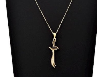 14K Gold Zulfiqar Schwert, Schwert der Weisheit, Gold Anhänger Halskette, Geschenk für geliebte, Geburtstagsgeschenk