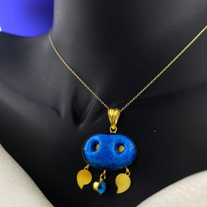 14K Solid Gold Suryac Evil Eye Filigree Pendan, Assyrian Anhänger, syrische Anhänger, Hercai Halskette, Evil Eyes Irish, Hercai,