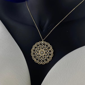 Flower of Life, Six Petals Gold Pendant, 14k Gold Mandala Necklace, Symbol of Perun, Seed of Life, Flower of Life Symbol,