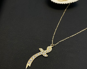 Collier épée en or 14 carats, collier pendentif épée, amulette épée, collier épée pour femme, collier épée dorée