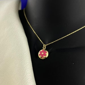 14K solid gold Flower Necklace for Women, Valentine Gift, Daisy Flower