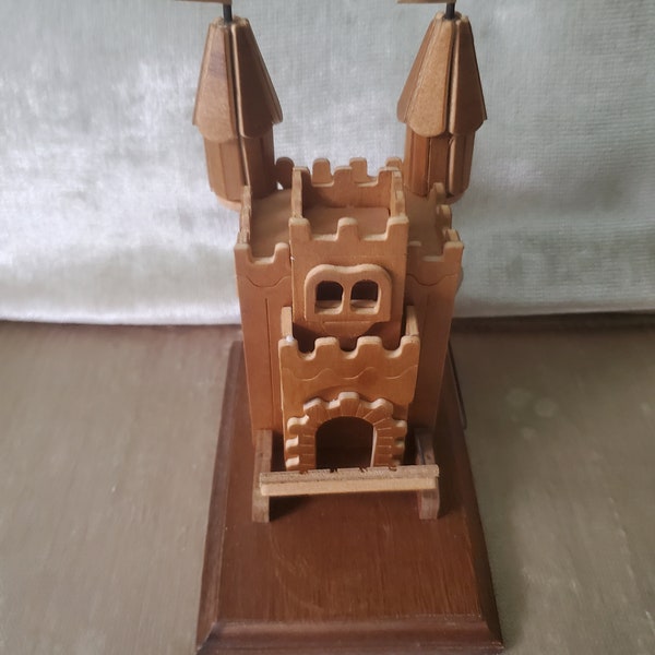 Wooden castle with drawbridge music box
