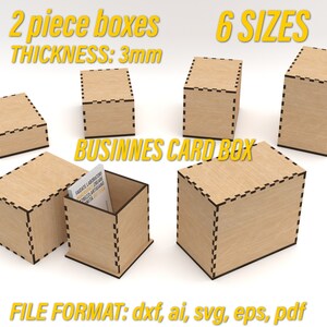 Tweedelige dozen businnes kaarthouder 3 mm dikte voor lasercut vectorontwerp glowforge klaar illustrator svg digitale vectorbestanden
