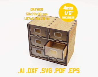 Drawers  desk organizer, digital files for laser cut - .ai, .dfx, .svg, .eps, .pdf format - RDWorks, Lightburn, glowforge