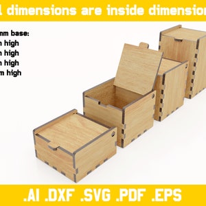 Boxes with flip up lids vector files for laser cut 4mm thickness materials digital files dxf, ai, pdf, svg, eps hinge, glowforce zdjęcie 5