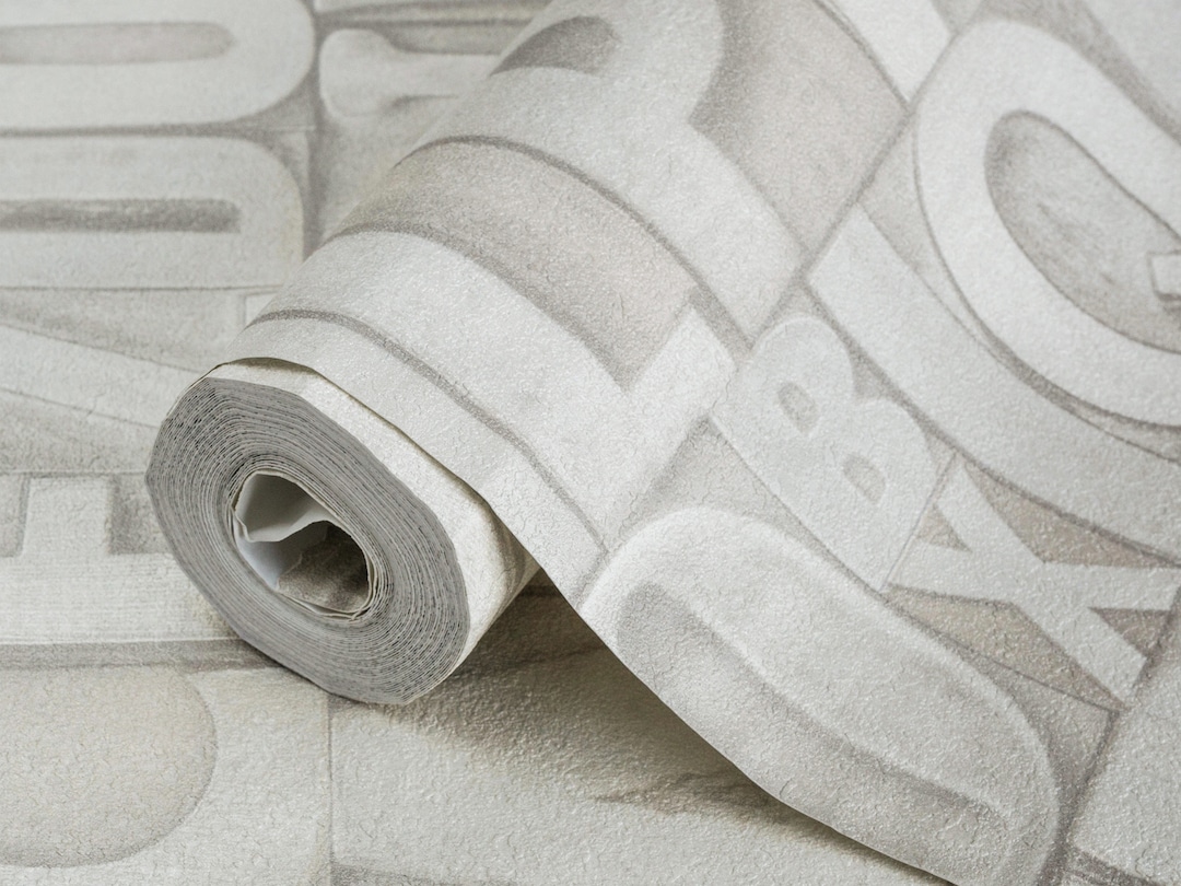 White Letters Wallpaper, Textured Wallpaper, Alphabet Decorative