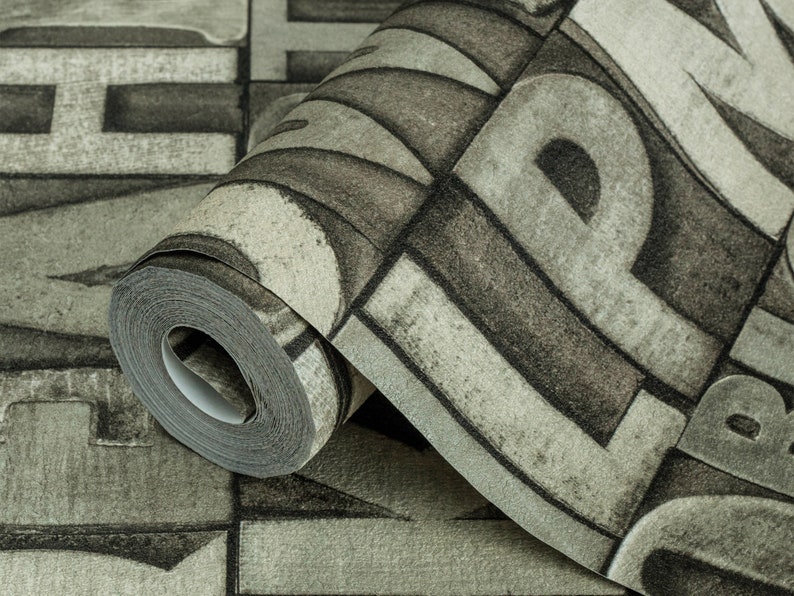 Gray Letters Wallpaper, Textured Wallpaper, Alphabet Decorative ...
