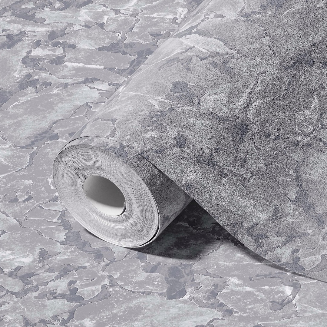 Luxury Marble Gray Silver Wallpaper, 3D Textured Wallpaper, Modern