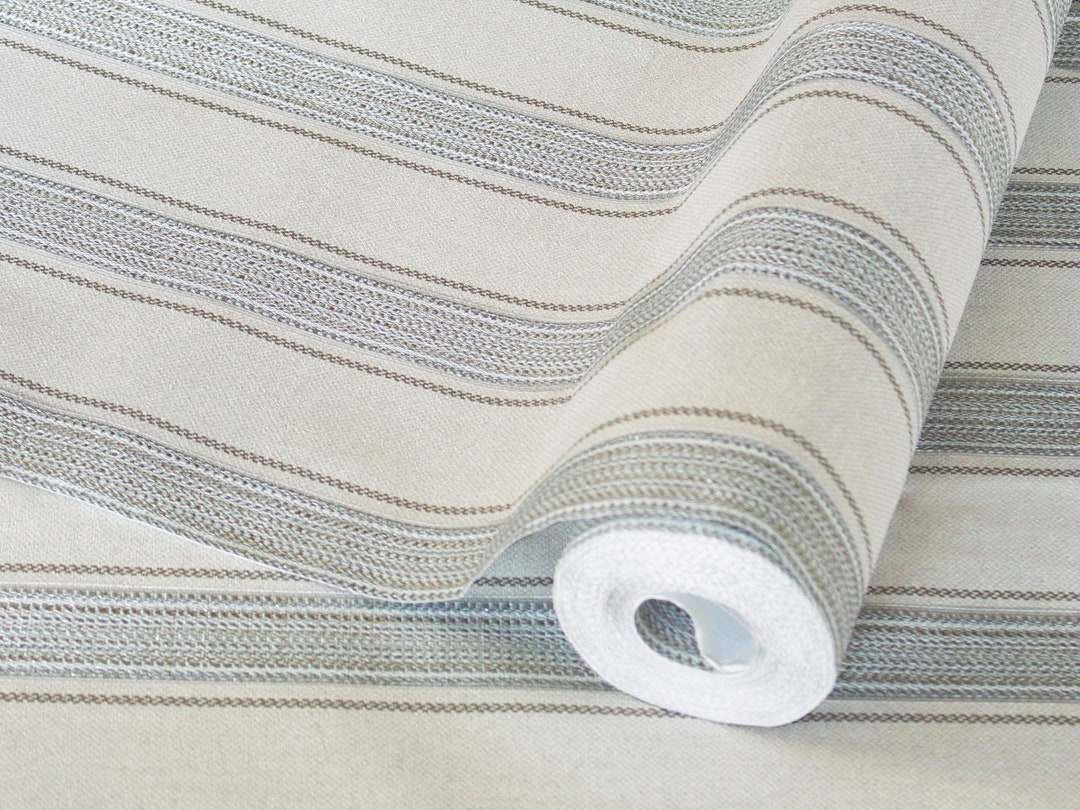 Elegant Striped Wallpaper, Textured Wallpaper, Decorative Wallcovering, Gray Wall Covering, Non