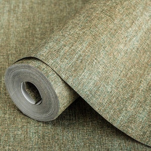 Luxury Linen Green Wallpaper: 3D Textured, Deep Embossed