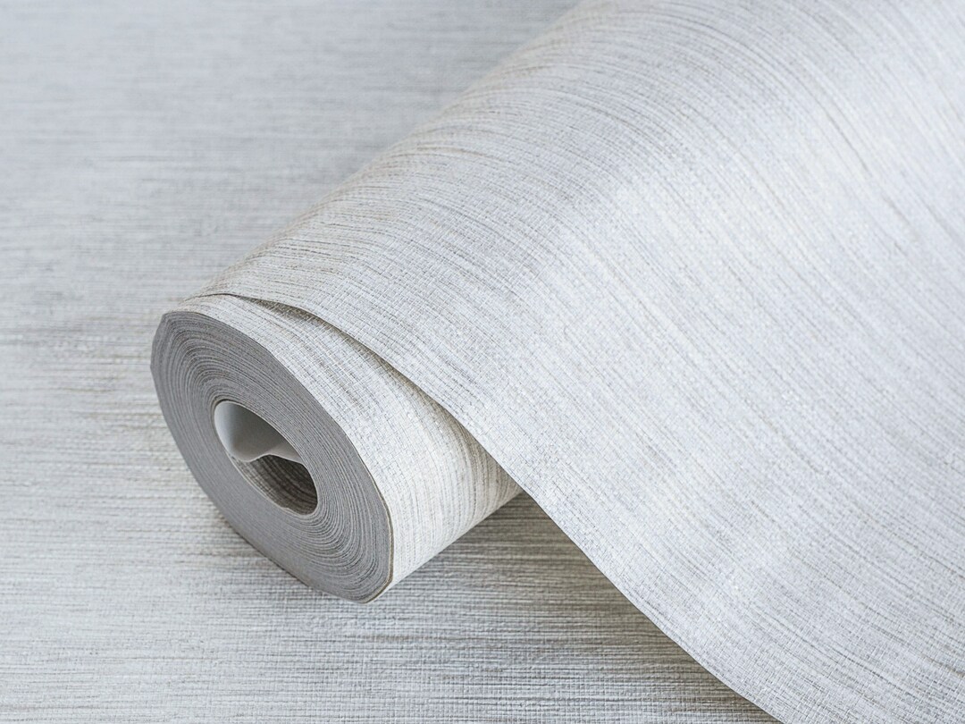 Luxury Grasscloth Gray Wallpaper, 3D Textured Wallpaper, Modern
