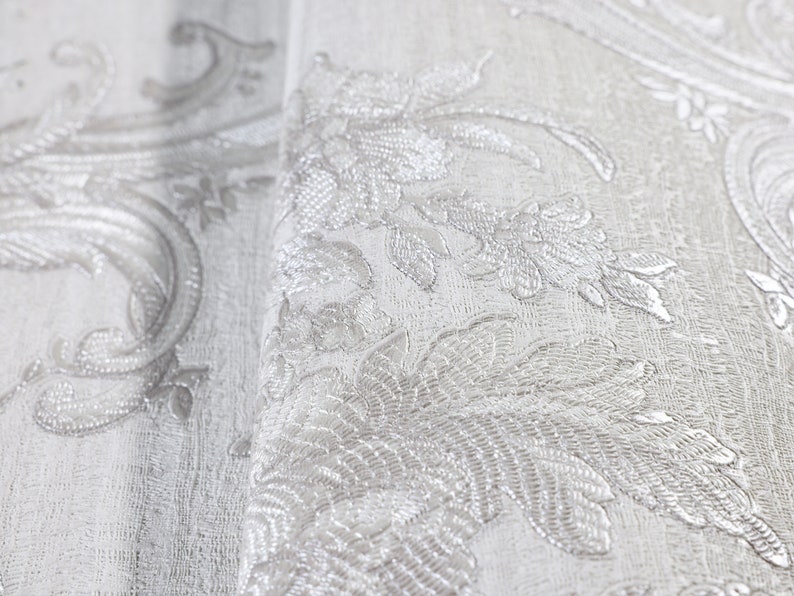 Damask Deep Embossed Wallpaper, 3D Washed Textured Wallpaper, White ...
