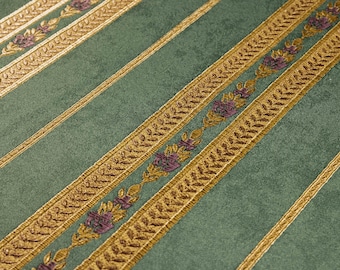 Luxus Blumen Streifen Grün Gold Tapete, 3D Strukturierte Tapete, Dekorative Wandbekleidung, Geprägte Abdeckung, Nichtklebend, Nicht-Peal & Stick