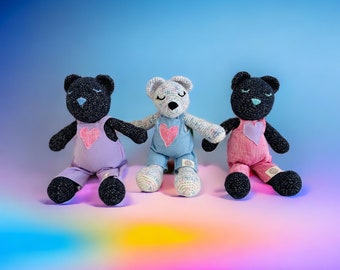 Rainbow Teddy Bear in Linen Clothes - Personalized Teddy - Custom Teddy Bear - Neugeborene Spielzeug