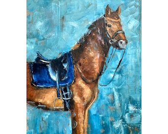 Impasto Horse Oil Painting: Animal Wall Art, 20x24 Canvas
