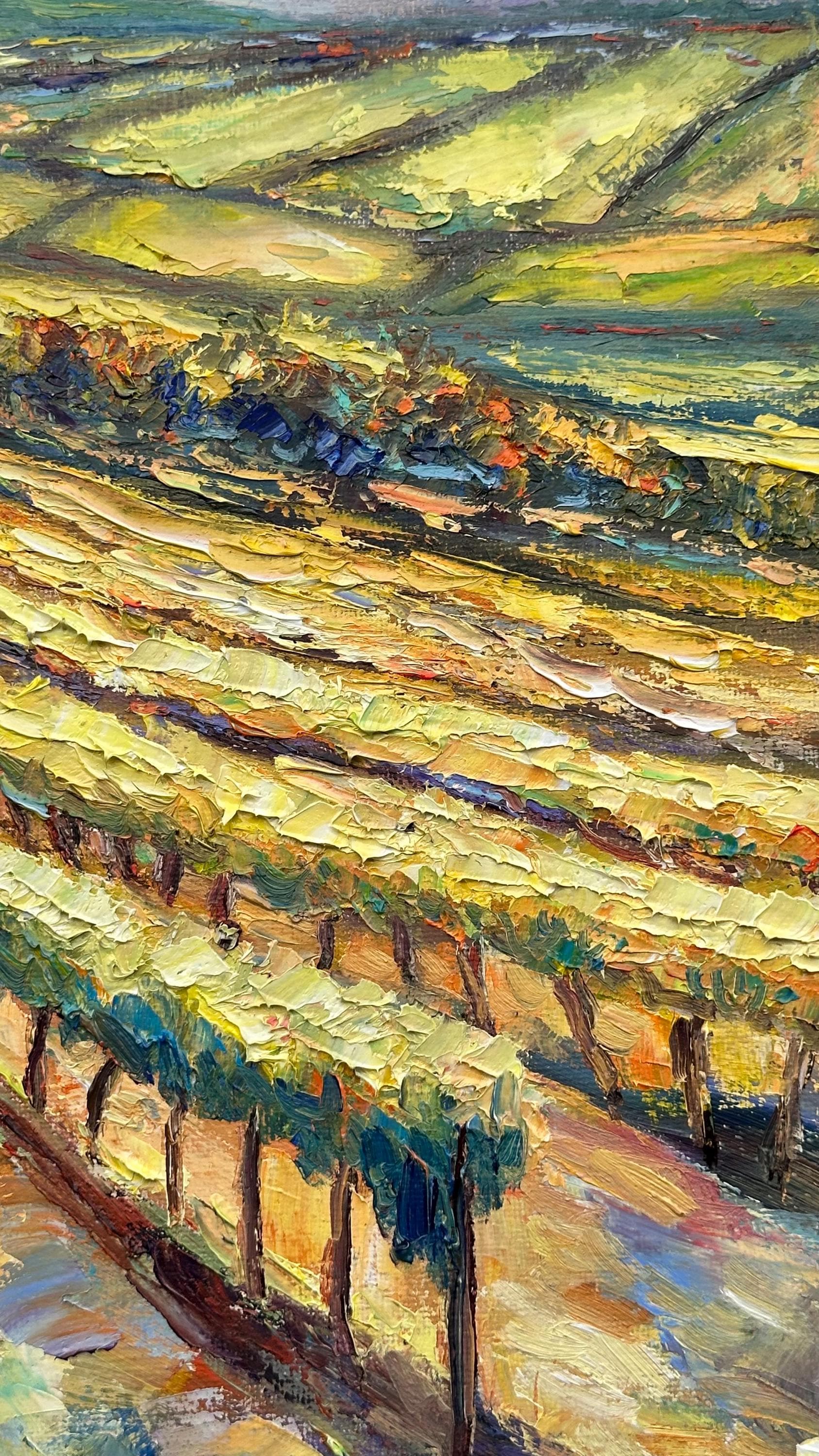 トスカーナのブドウ園の油絵：地中海の風景画、14x14インチ - Etsy 日本